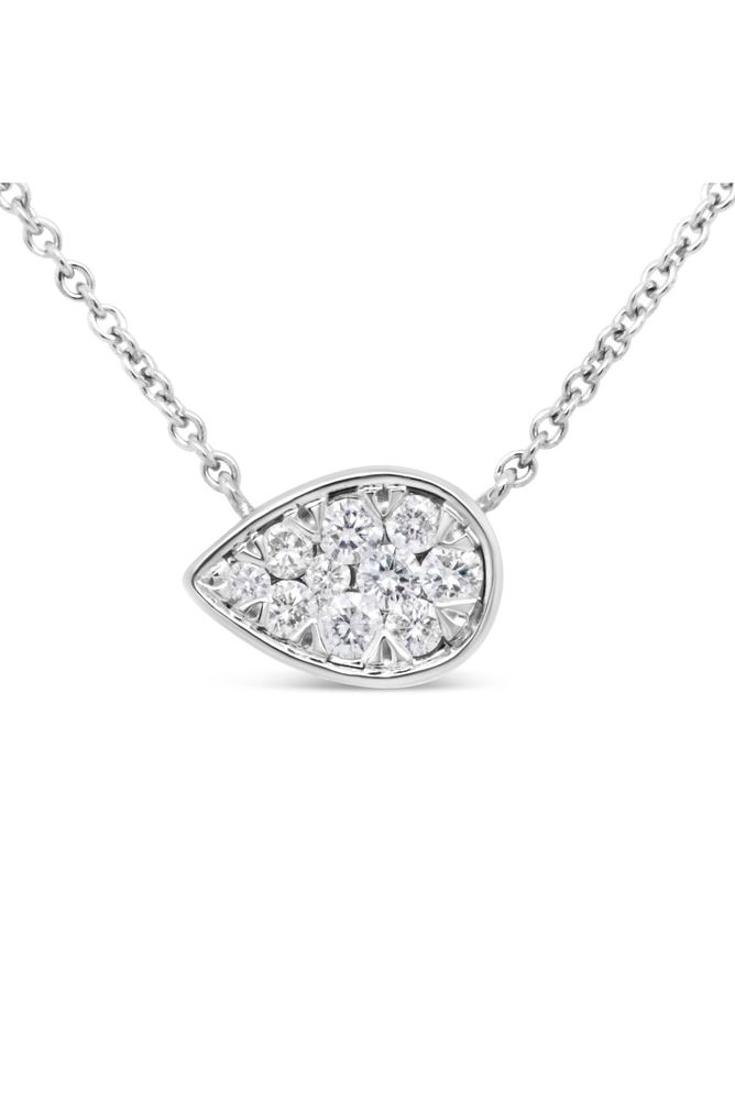 1/4 Cttw Round Diamond Teardrop Necklace -